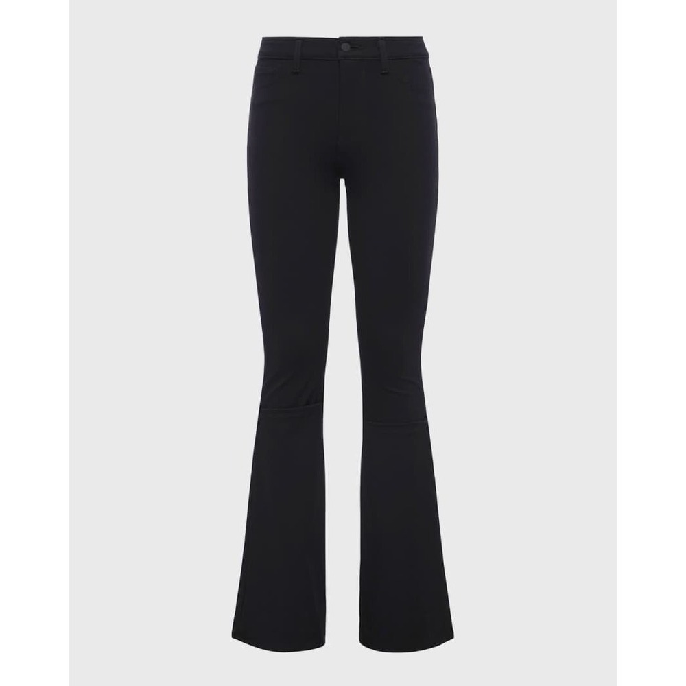 L'Agence Womens Size 23 Black Marty High Rise Flare Jeans Raw Hem Stretch Denim